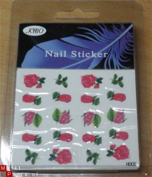 Nagel water Stickers bloem H005 Decals nail art Rozen roos - 1