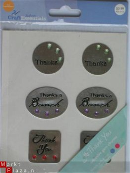 OPRUIMING: jo ann metal charm with gems words thank you - 1