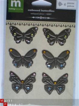 making memories embossed metal silver butterflies - 1