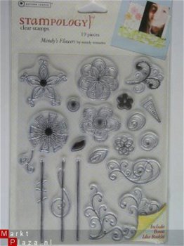 OPRUIMING: autumn leaves clear stamp mindy's flowers - 1