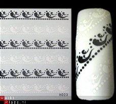 Nagel water Stickers Decals nail art lace 1 KANT zwart wit