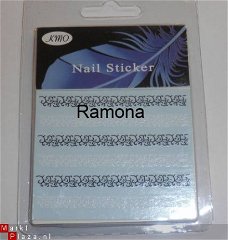 Nagel water Stickers Decals nail art lace 2 KANT zwart wit