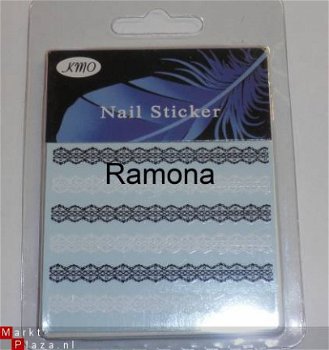 Nagel water Stickers Decals nail art lace 3 KANT zwart wit - 1