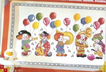 borduurpatroon 5590 schilderij clowns - 1