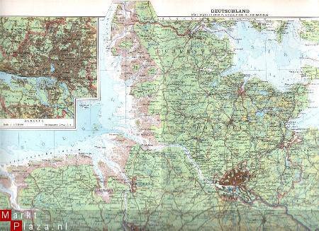 oud landkaartje Duitsland Sleeswijk Holstein - 1