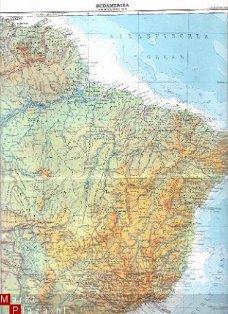 oud landkaartje Zuid Amerika noordoost