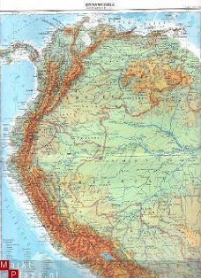 oud landkaartje Zuid Amerika noordwest