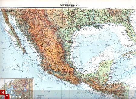oud landkaartje Midden Amerika - 1
