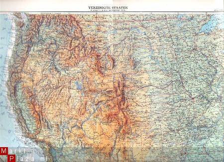 oud landkaartje Verenigde Staten west - 1