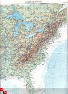 oud landkaartje Verenigde Staten oost