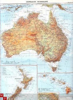 oud landkaartje Australie & Nieuw Zeeland - 1