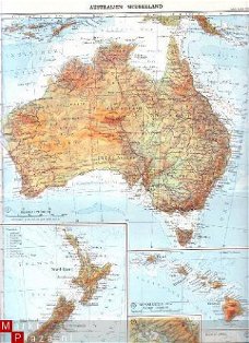 oud landkaartje Australie & Nieuw Zeeland