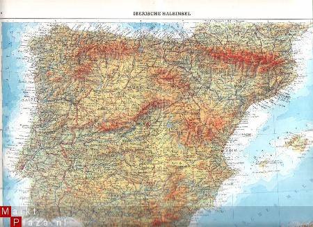 oud landkaartje Spanje & Portugal - 1