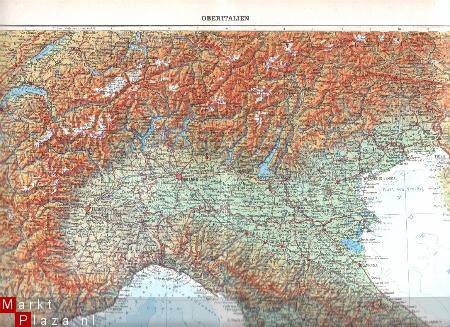 oud landkaartje Noord Italie - 1