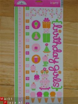 Doodlebug cardstock stickers happy birthday girl - 1