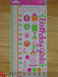 Doodlebug cardstock stickers happy birthday girl