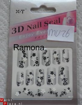 3D Nagel stickers mv26 tribal Zwart Wit nail art - 1