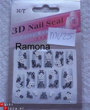 3D Nagel stickers mv25 tribal Zwart Wit nail art - 1