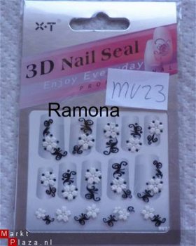 3D Nagel stickers mv23 tribal Zwart Wit nail art - 1