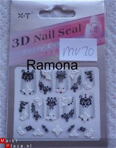 3D Nagel stickers mv20 tribal Zwart Wit nail art