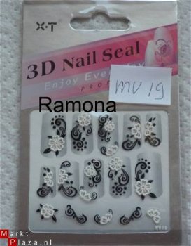 3D Nagel stickers mv19 tribal Zwart Wit nail art - 1