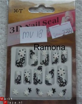 3D Nagel stickers mv18 tribal Zwart Wit nail art - 1