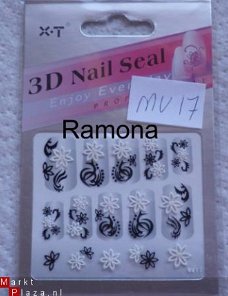 3D Nagel stickers mv17 tribal Zwart Wit nail art