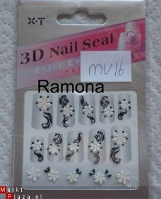 3D Nagel stickers mv16 tribal Zwart Wit nail art