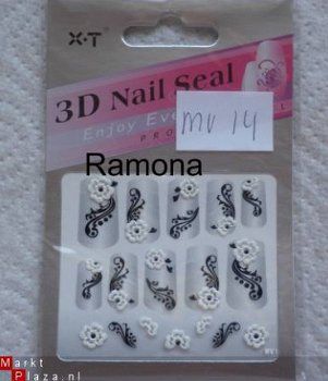 3D Nagel stickers mv14 tribal Zwart Wit nail art - 1