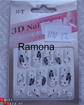 3D Nagel stickers mv12 tribal Zwart Wit nail art - 1