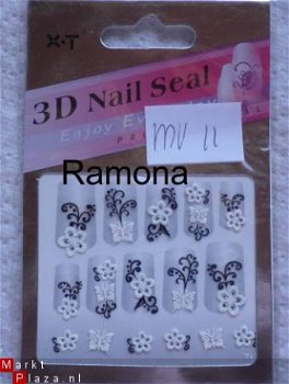 3D Nagel stickers mv11 tribal Zwart Wit nail art - 1