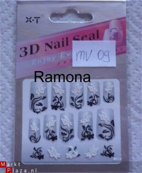 3D Nagel stickers mv09 tribal Zwart Wit nail art - 1