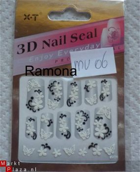 3D Nagel stickers mv06 tribal Zwart Wit nail art - 1