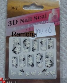 3D Nagel stickers mv06 tribal Zwart Wit nail art