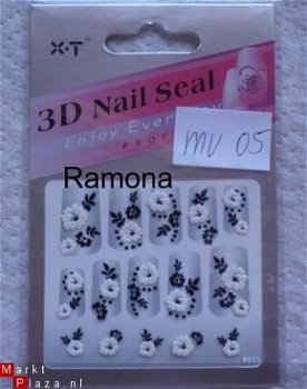 3D Nagel stickers mv05 tribal Zwart Wit nail art - 1