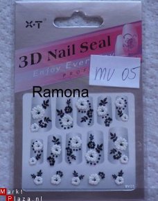 3D Nagel stickers mv05 tribal Zwart Wit nail art