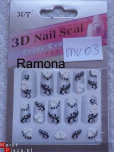 3D Nagel stickers mv03 tribal Zwart Wit nail art