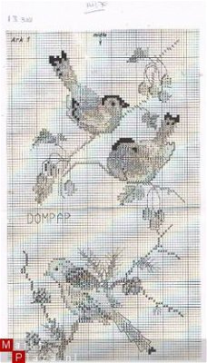 Eva Rosenstand Origineel patroon Bellpull Vogels 13-318