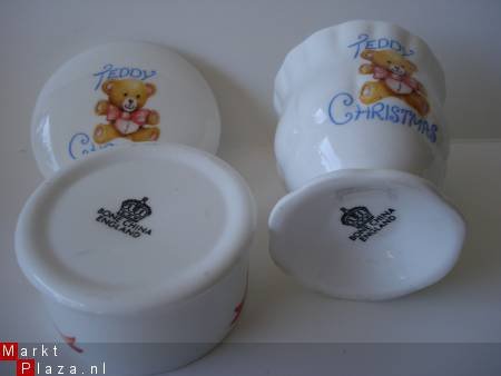 Bone China porselein Teddy Christmas eierdop en potje met de - 1