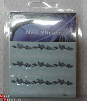 Nagel water Stickers Decals nail art lace 5 KANT zwart wit - 1
