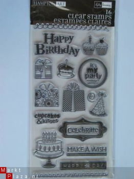 hampton art clear stamp happy birthday - 1