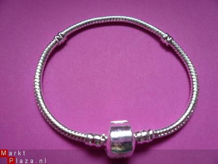 armband met clipsluiting verzilverd 16 cm - 1