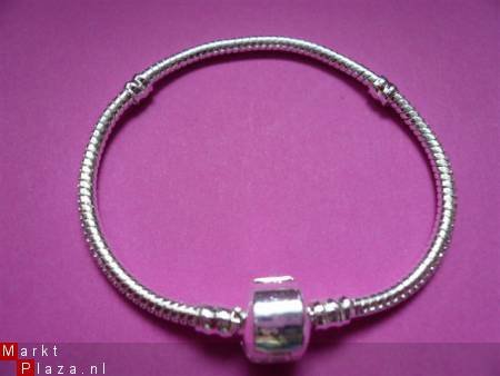 armband met clipsluiting verzilverd 17 cm - 1