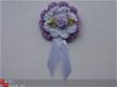 ** Gehaakte broche / kindercorsage (lila/wit) - 0 - Thumbnail