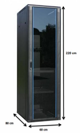 47U 19" Serverkast met glazen voordeur (BxDxH) 600x800x2200 mm - Afbeelding 2
