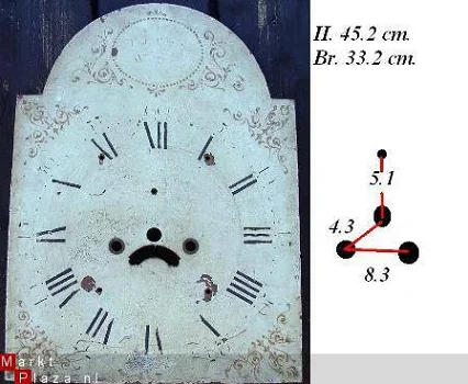 = Wijzerplaat Engelse klok =geleefd =5338 - 2