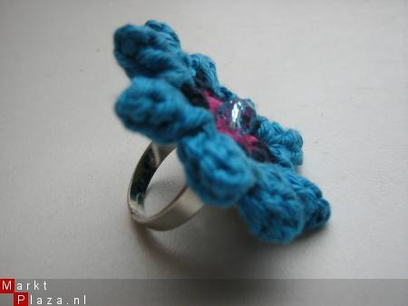 ** Verstelbare ring BLOSSOM (turquoise) - Afbeelding 2