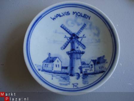 mini wandbordje Delfts Schoonhoven 959 Walvis Molen 1954 - 1