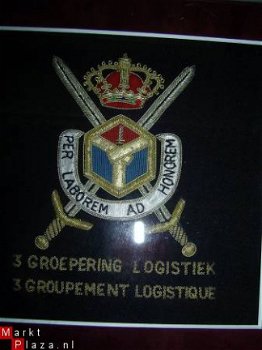 Ingelijst borduurwerk 3de Gr. Logistiek Belgisch leger - 1
