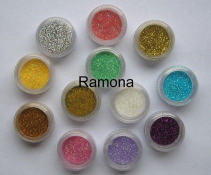 12 Nagel Glitters glitter poeder gel acryl nail art - 1